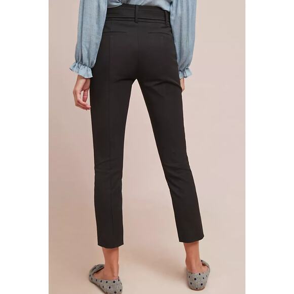 Anthropologie The Essential Slim Trouser Pants High Rise Cropped Black Womens 8 - Picture 2 of 9